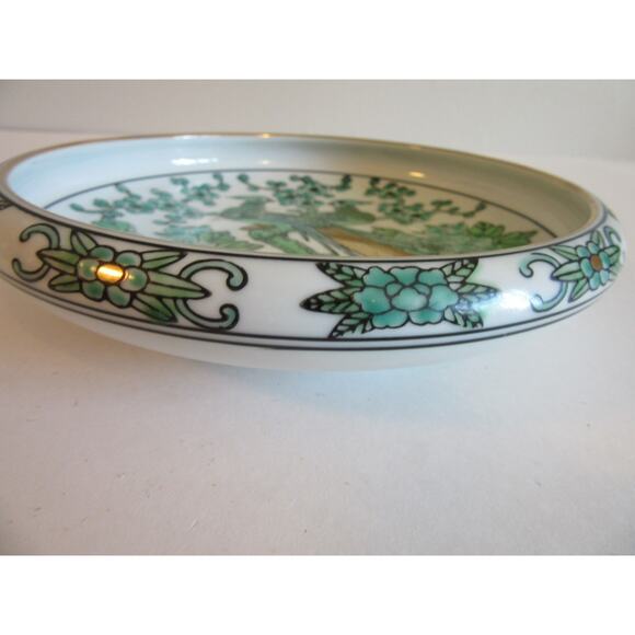 Gold Imari Hand painted Peacock Motif Porcelain Floral Pattern Small Dish - Picture 3 of 13